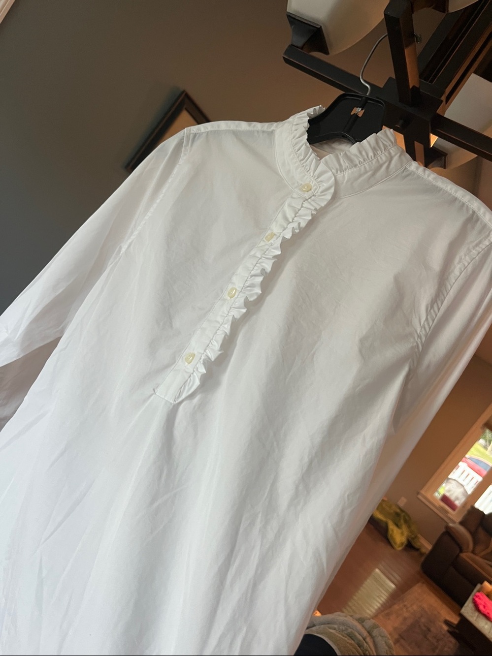 Trovata Birds of Paradis Breezy Ruffle Collar Henley Cotton Blouse - Picture 16 of 17
